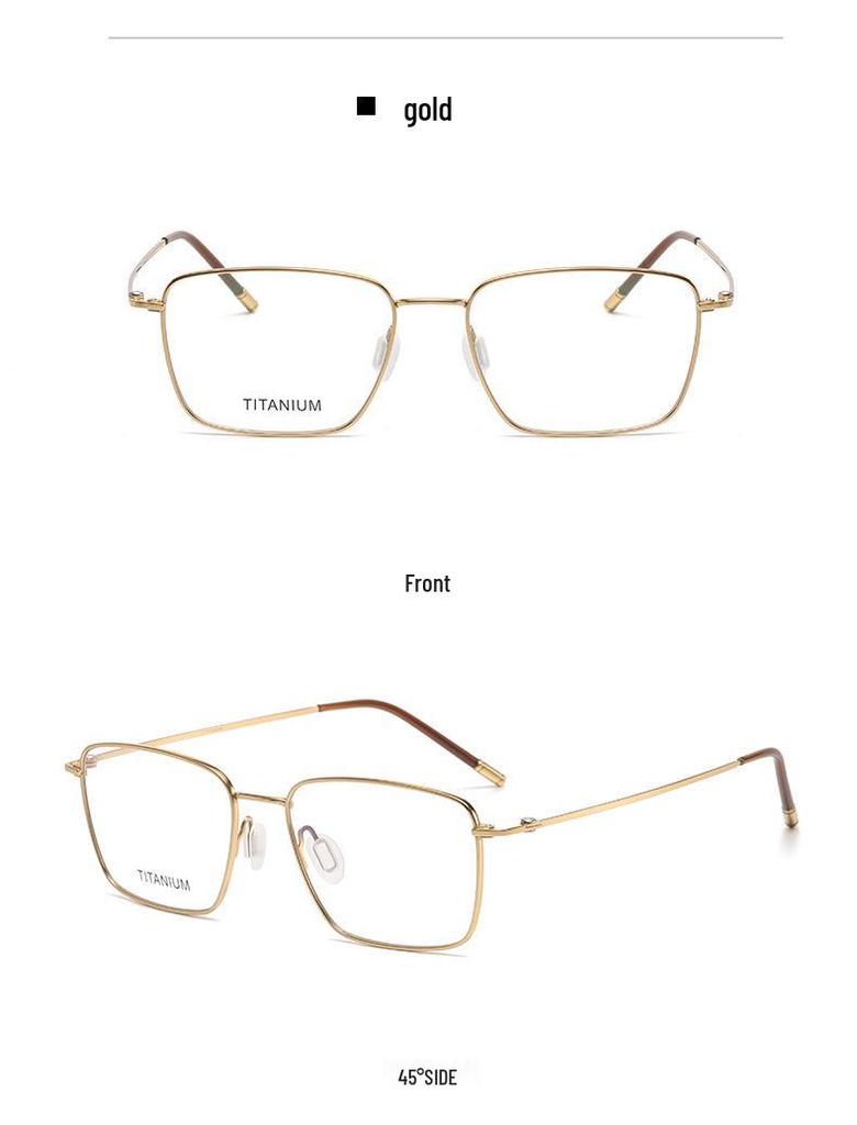 Autumn 8501 Pure Titanium Unisex Retro Square Anti-Blue Light Glasses with Myopia/Plano Lenses.
