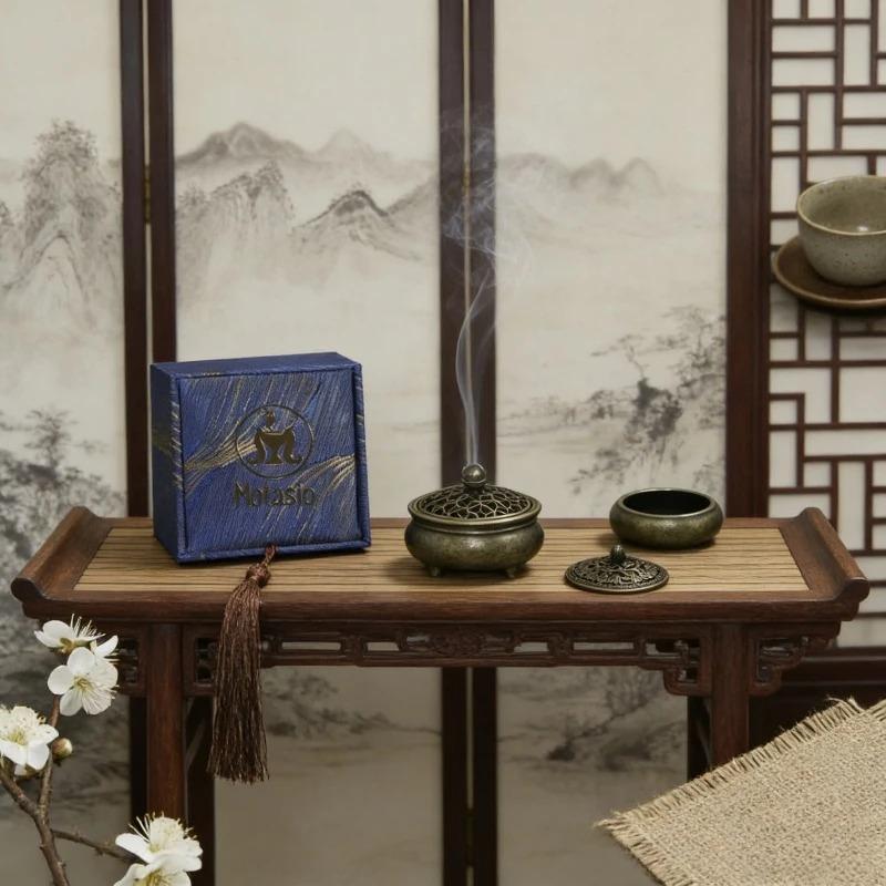 Vintage Metal Mini Incense Burner Pot Stick Holder Decor Ornament Ash for Yoga Living Room Ornament Home Desktop Decoration Gift