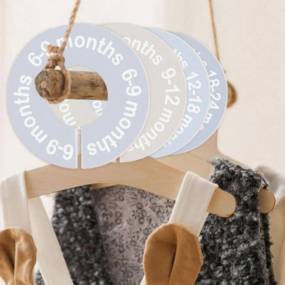 68/9Pcs Organizing Hangers Clothing Size Dividers DIY Craft Plastic Garment Labels 0-24 Months Round Size Tags Rings