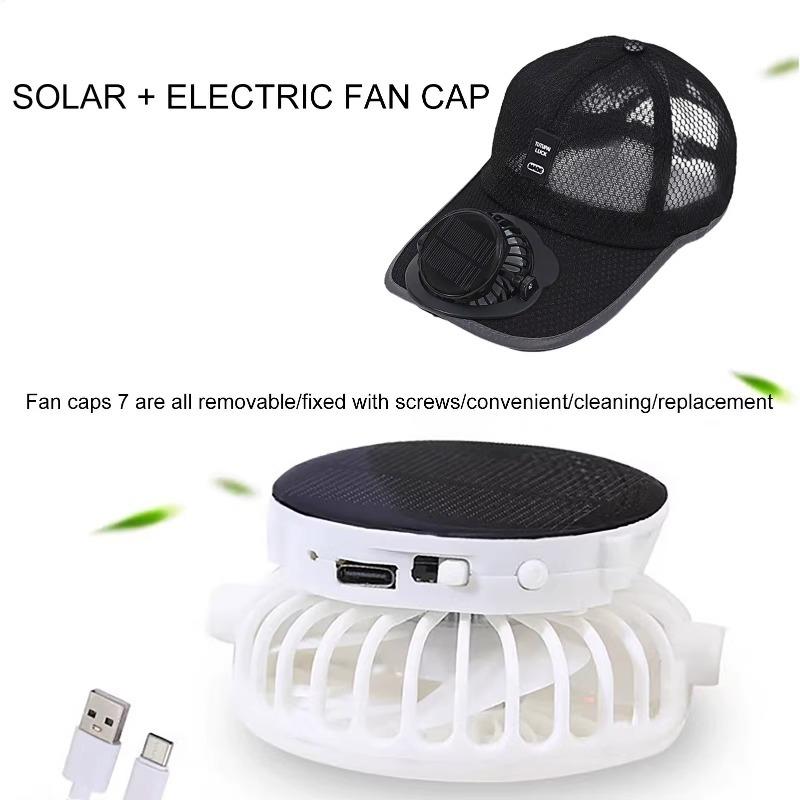 Solar Powered Cap with Fan Summer Breathable Mesh Sun Protection Outdoor Baseball Hat for Men USB Rechargeable Cooling Headwear