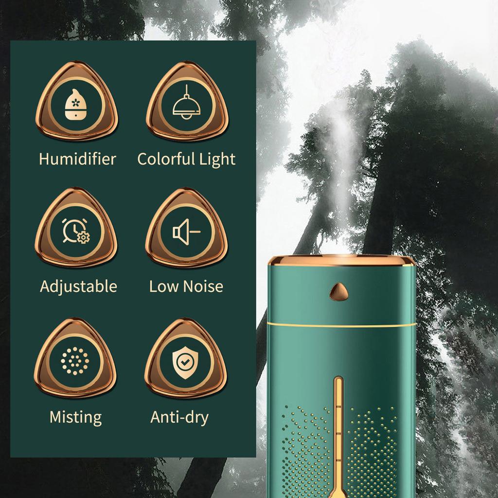 1000mL Mist Humidifier Diffuser With Colorful Night Light Quiet Cool Humidifier Desktop USB Powered Humidifier for Home Travel Car   Bedroom