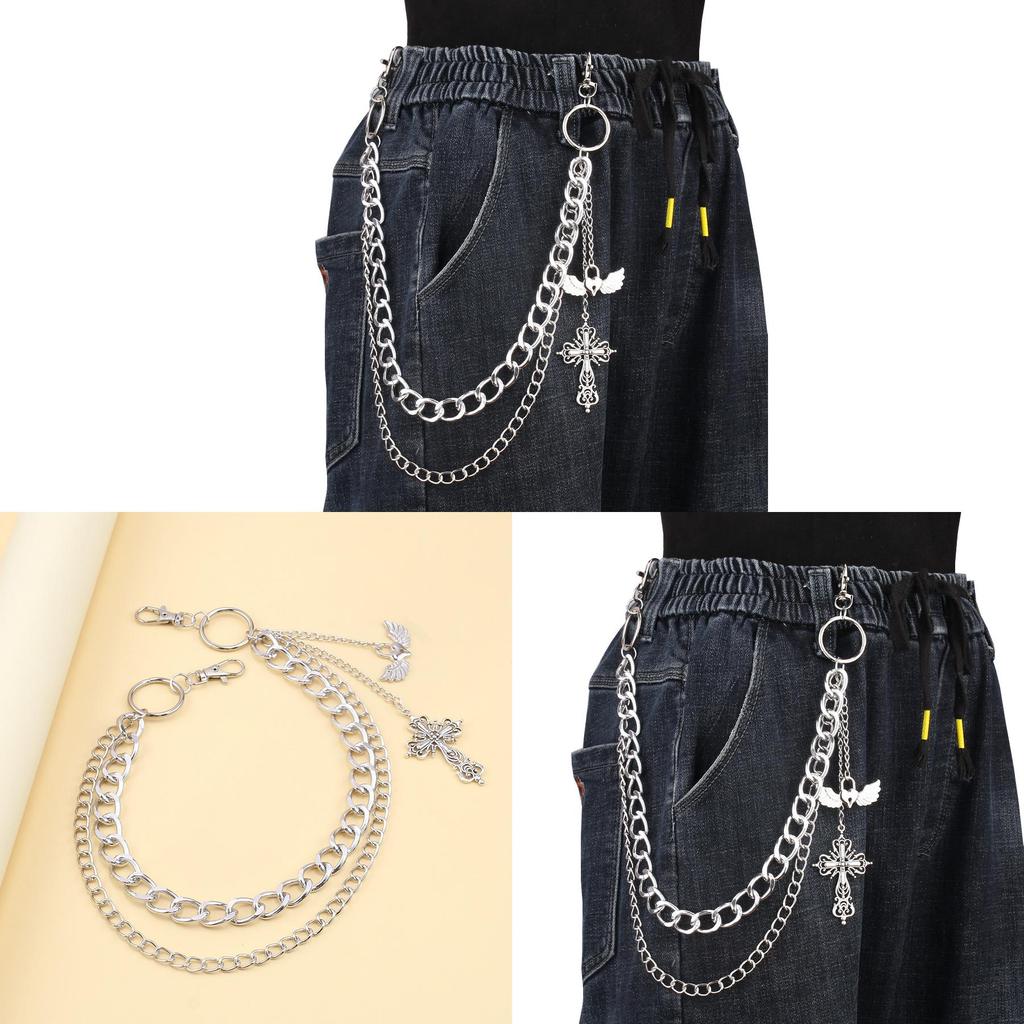 Metal Cross Heart Wing Body Chain With Lobster Clasp For Unisex Adults