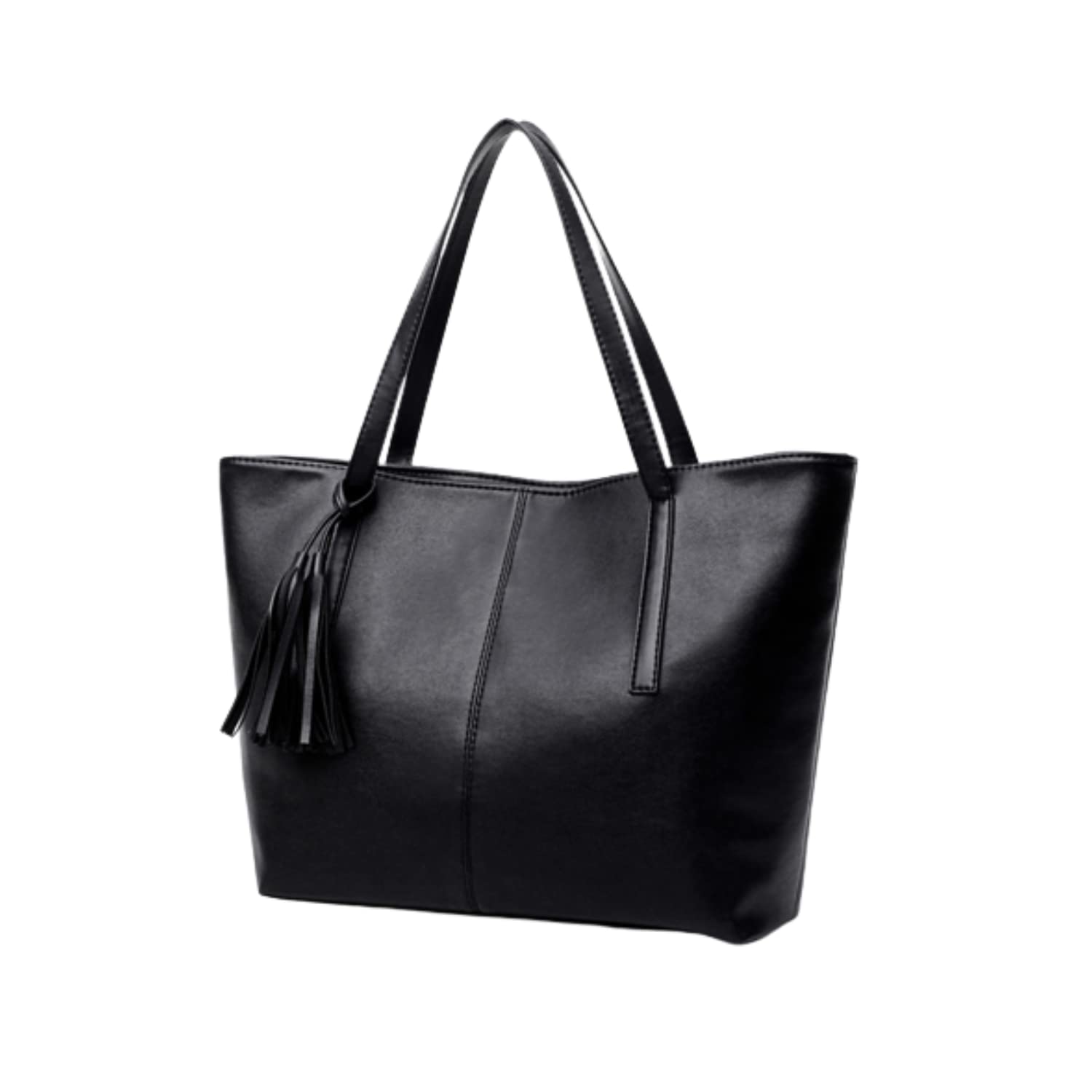 

Tote bag for shoulder large for A4 PU with accessories [MYSKUFT] women, bag, capacity, simple, commuting, school, business, size, leather, чорний