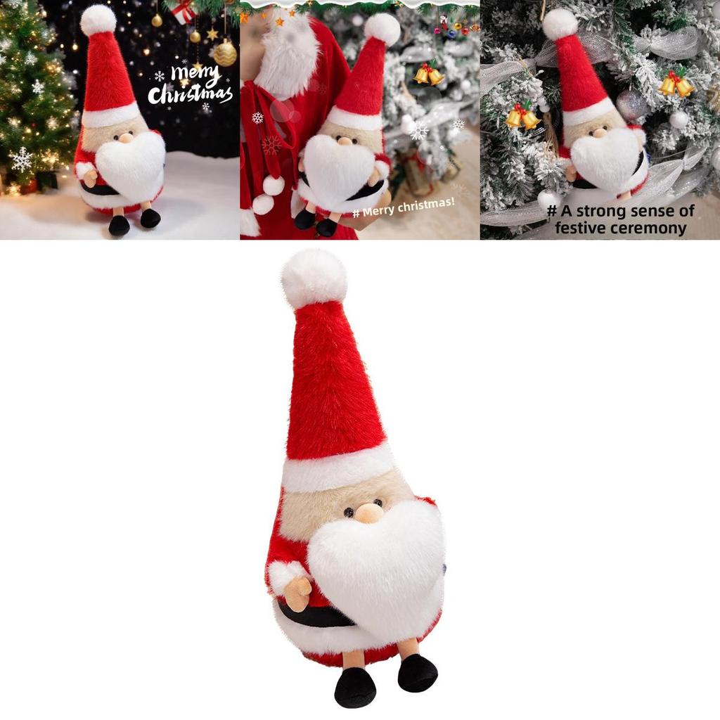 Santa Claus Stuffed Figure With Soft Short Pile For Christmas Party Gifts And Decor