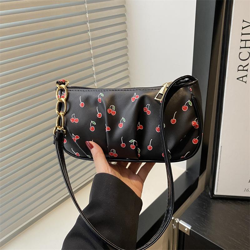 

Casual simple chain armpit bag new small fresh literary fashion printed shoulder messenger bag women чёрный