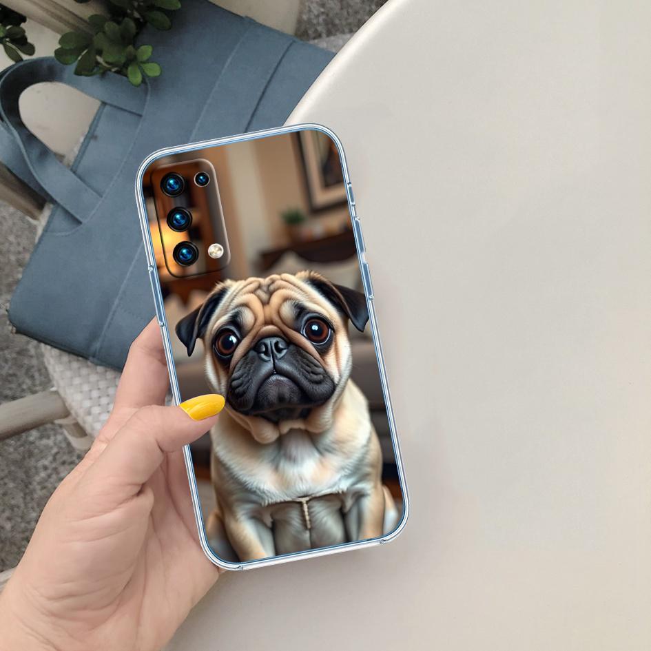 CJ90 Pug Dog Transparent Phone Case for LG K22 K30 K40 K40S K41 K42 K50 K50S K51 K51S K52 K61 K62 K71 K92 Q60 Q61 V40 V50 V60