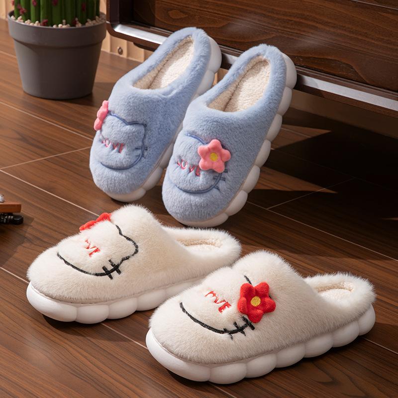 Absatz Baumwollpantoffeln dicke Sohle 2025 neu niedlich weniger Herz Studentenpantoffeln Winter Plüsch warme Baumwollschuhe
