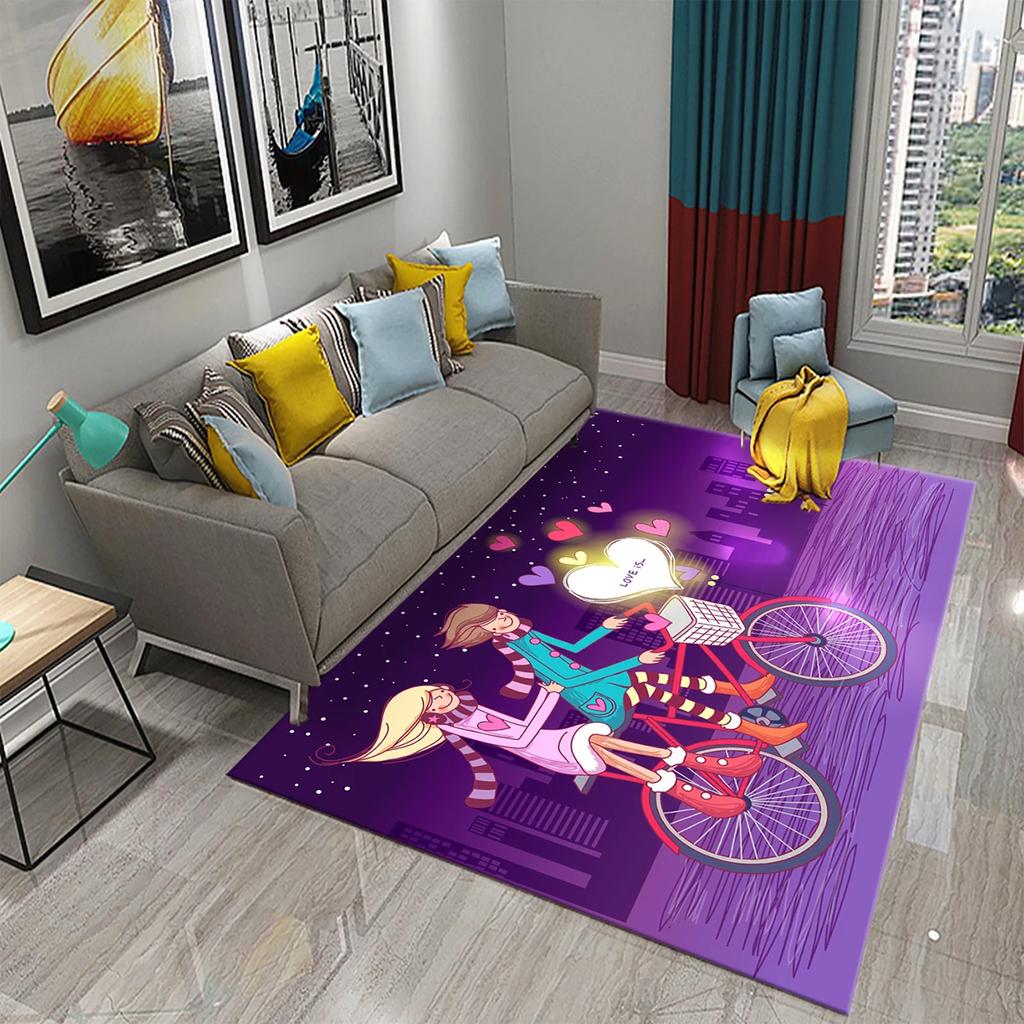 Romantic Love Pattern Carpet Living Room Carpet Bedroom Bathroom Decorative Mat Corridor Door Mat Non-slip Entrance Mat Gifts