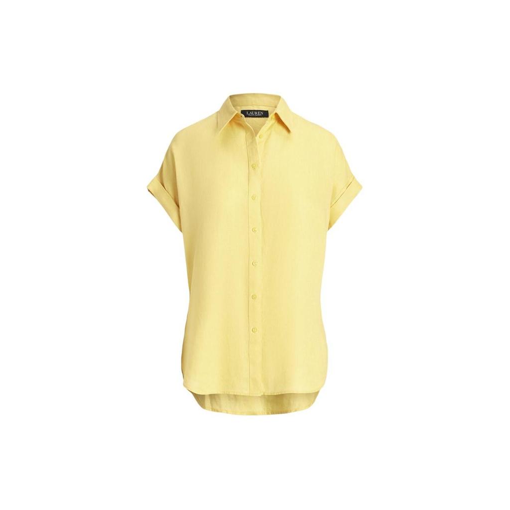 Polo Ralph Lauren SS24 Solid Color Single-Breasted Pointed Collar Loose Casual Short Sleeve Shirt Women shirts WMLRSHTSN820106-700
