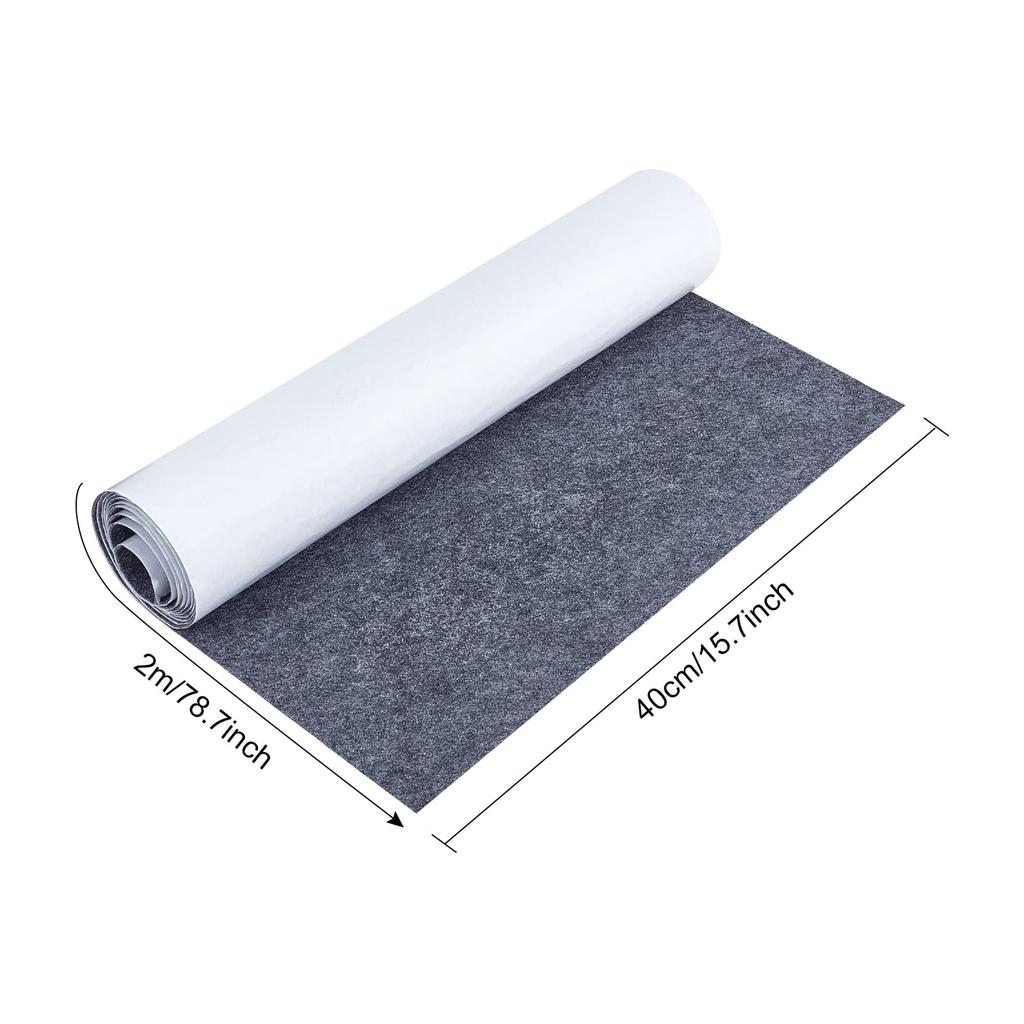 BENECREAT 2m x 40cm Felt 1mm Dark Felt for Jewelry Drawer Box Costume Arts and Furniture Protection Sheet, Thick, Gray, Self-Adhesive Fabric,