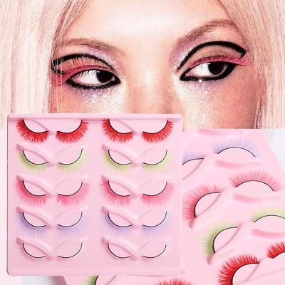 10 Paar Bunte Übertriebene Falsche Wimpern, Bühne Bankett Dicke Simulierte Wimpern