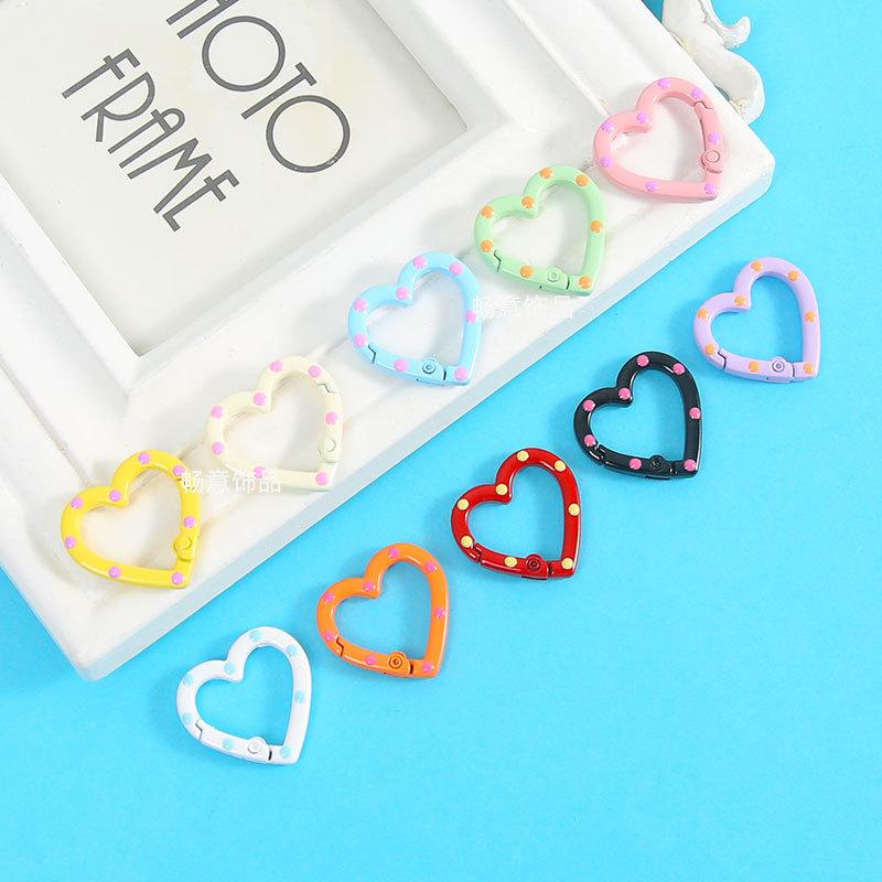 4 Pieces Of Colorful Love Spring Keychain Keyring Heart-Shaped Heart-Shaped Spring Ring Diy Jewelry Accessories