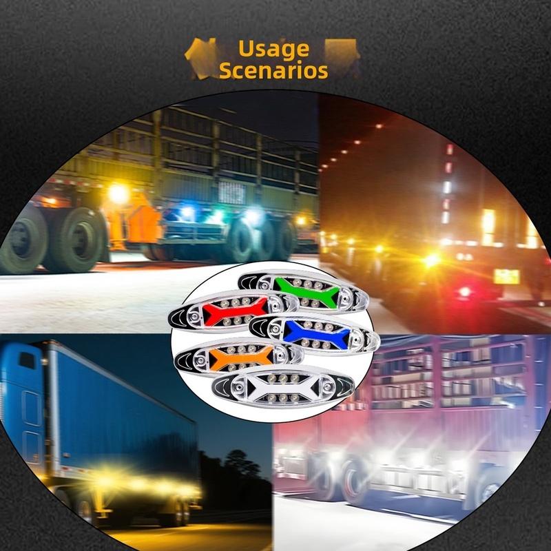 2Pcs 12/24V LED Truck Trailer Side Marker Tail Signal Light Assemblies Vehicle Lights Turn Signal Lamps LED Side Marker Lights