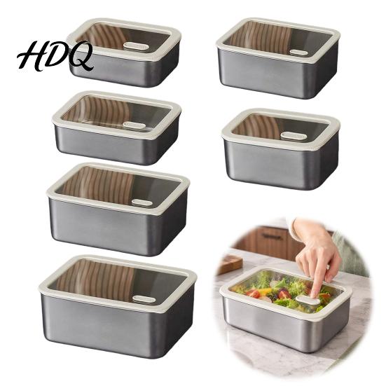 Heavy Duty Metal Storage Tins 304 Stainless Steel Food Containers with Glass Lids Leakproof Bento Lunch Box Leak Proof Kitchen Organizers Set,