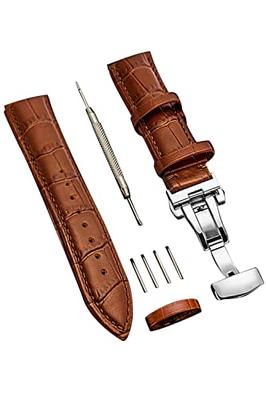 AriRi Watch Strap, 23mm, 24mm, 22mm, 21mm, 20mm, 19mm, 18mm, Genuine Leather Watch Band, Replacement Strap with D-Buckle, Waterproof and Sweatproof, M