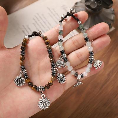 Niche Natural Stone Bracelet Women's Handwoven Beaded Retro Exquisite Bell Bracelet Cold Wind Accessories