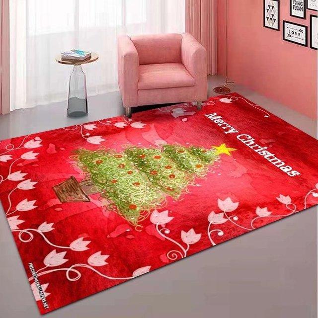 Santa Claus Pattern Carpet Modern Style Living Room Large -Scale Decorative CushionYear 'S Bedroom Festive Bedside Carpet