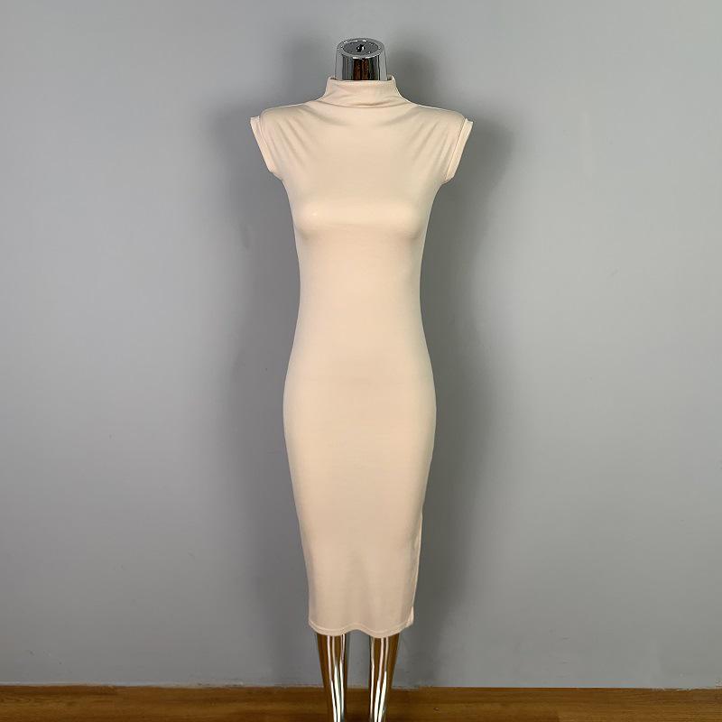 Korean Elegant High-Neck Slim Fit Dress