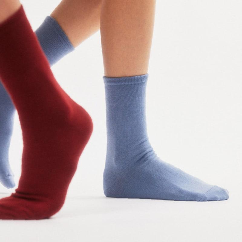 BOCION Old Denim Solid Color Long Socks