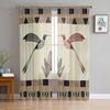 Abstraktní textura Bambus a kolibříci Tyl Průsvitné závěsy do obývacího pokoje Ložnice Kuchyně Dekorace Voálové Organzové závěsy