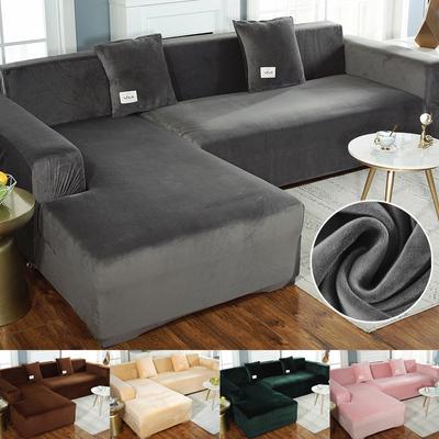 Plush Sofa Cover For Living Room Stretch Velvet Corner Armchair Cushion Couch Furniture Chaise Lounge Slipcover  Seaters