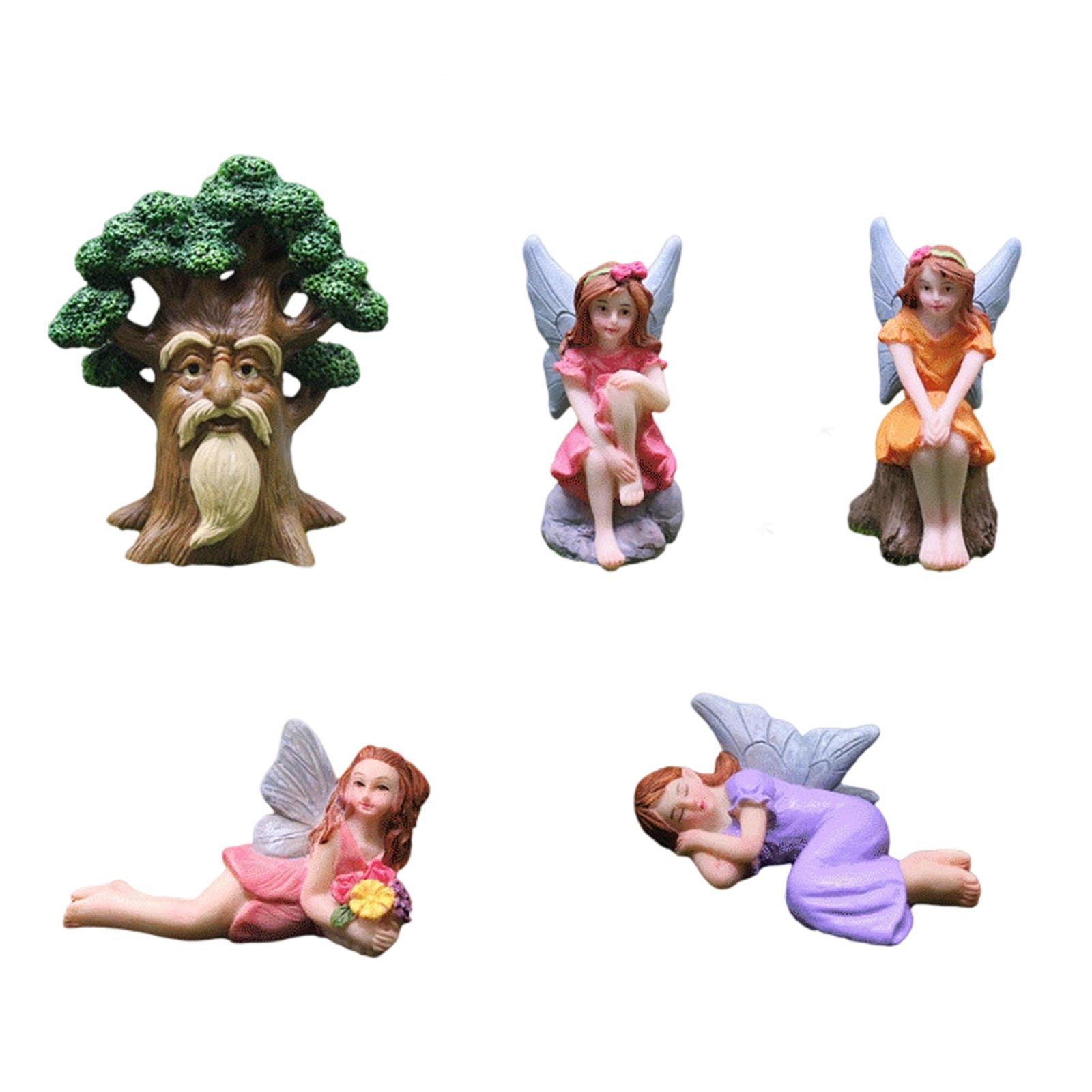 

Grandpa Tree And Four Flower Fairies Ornaments Garden Courtyard Tree Man Decoration Garden Bonsai Decoration One Size