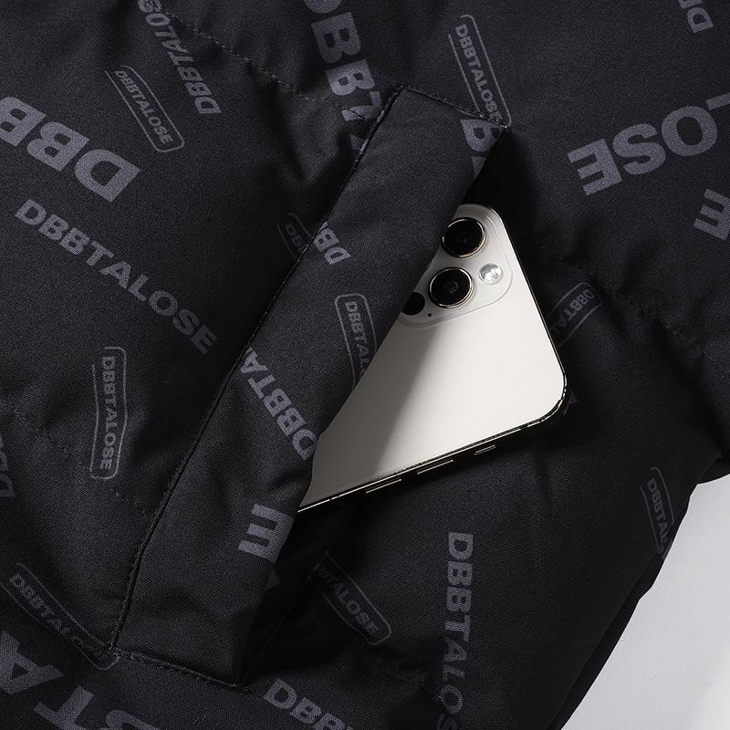 Ležérní pánská bavlněná bunda Jednobarevná Volná Zimní Denní Teplá