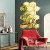 12pcs Acrylic Hexagon Mirror Wall Sticker Golden Hexagon Double-sided Tape Wall Decor Self-adhesive 2.95*5.12*5.91in
