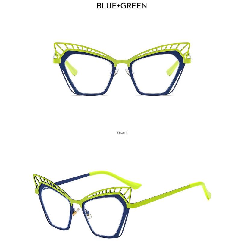 Women's Glasses, Fashionable Large-frame Metal Cat Eye Hollow Glasses.
