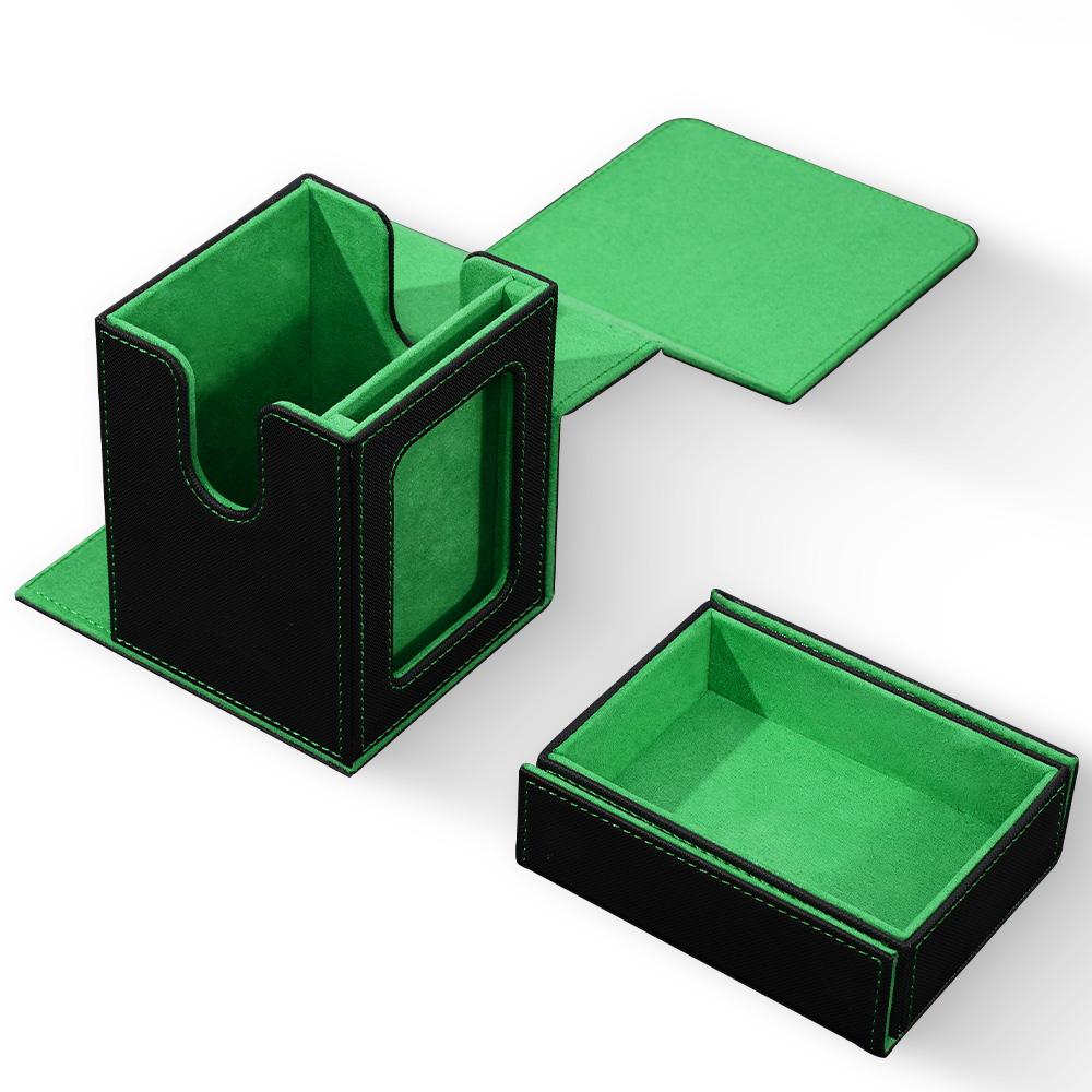 Commander Deck Box with Display Window, Card Deck Box Holds 100+ Double-Sleeved Cards with Dice Tray