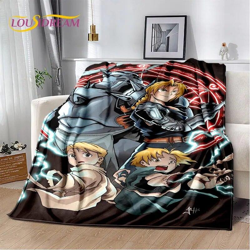 Fullmetal Alchemist Anime Cartoon Soft Plush Blanket,Flannel Blanket Throw Blanket for Living Room Bedroom Bed Sofa Picnic Cover