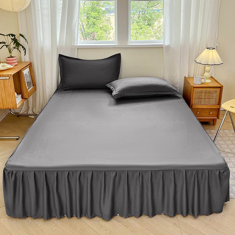 Non-Slip Solid Color Bed Skirt & Peach Skin Mattress Protector