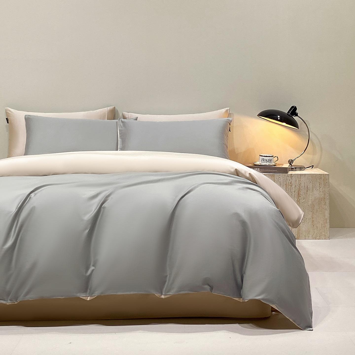 50s Double-Strand Xinjiang Long-Staple Cotton Sateen Solid Color Luxury Bedding Set (4-Piece) Flat 0.9 Set - Duvet 150x200