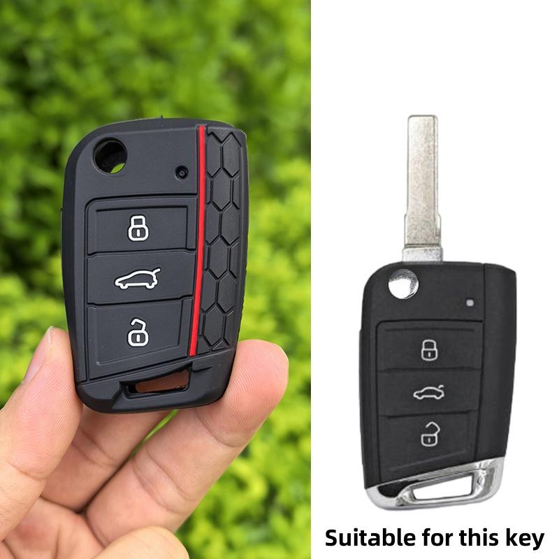 Car Silicone Key Case Cover for VW Volkswagen Golf 7 MK7 Tiguan MK2 T-roc T-cross Skoda Octavia Kodiaq Karoq Seat Ateca Leon Fob