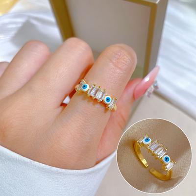 Fashion European and American Devil's Eye Series Ring Geometric Opening Ring for Women