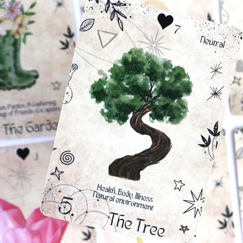 Mistyczny Księżyc Lenormand Wyrocznia: Kompletna talia 36 kart ze słowami kluczowymi i wskaźnikiem „tak/nie” do duchowego wróżenia 10,4 * 7,3 cm