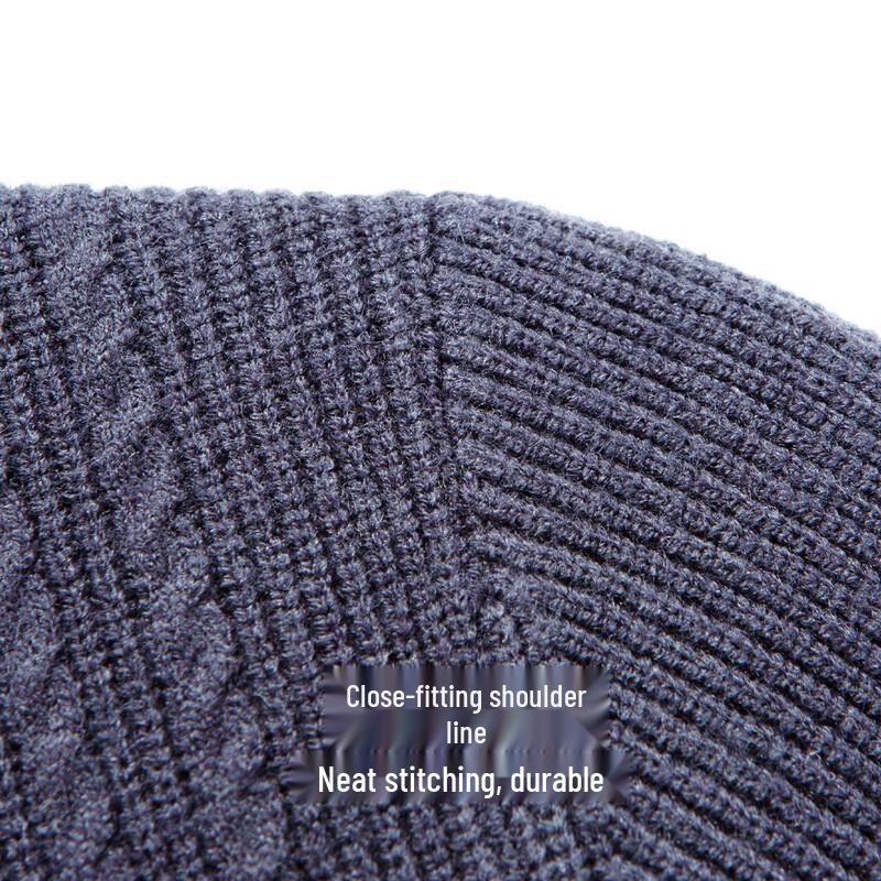 Hodo Men's Jacquard Merino Wool Blend Thick Warm Sweater