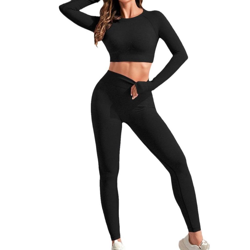 Damen Schnelltrocknender Nahtloser Yogaanzug: Hochintensives, atmungsaktives, hochtailliertes Fitness-Set im europäischen und amerikanischen Stil