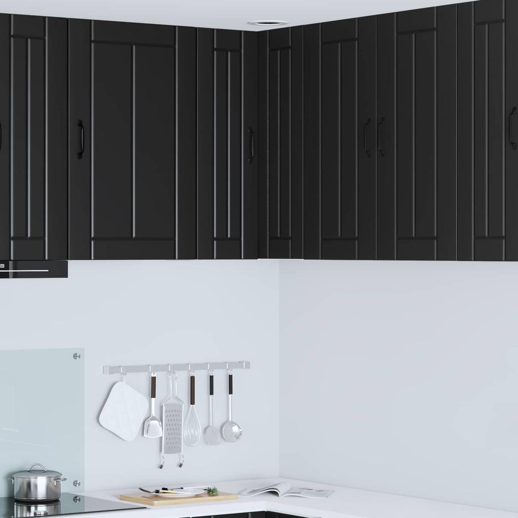 Wall Mounted Corner Cabinet LUCCA Black 57 x 57 x 80 cm Particleboard