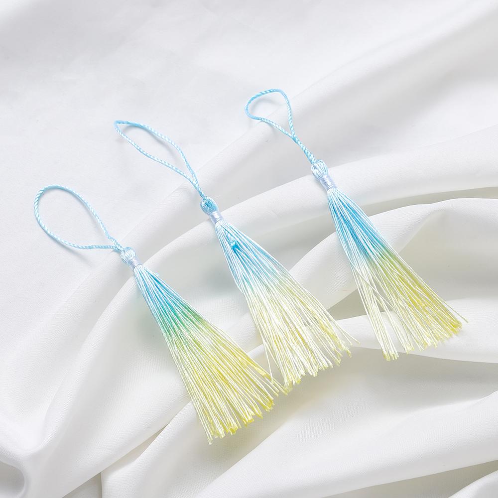 10Pcs Gradient Color 13cm Tassels Polyester Silk Tassel Fringe Crafts Jewelry for Diy Jewelry Making Pendant Decor Bookmark