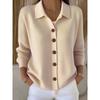 Women S Loose Knit Cardigan V Neck Long Sleeve Solid Color Outerwear