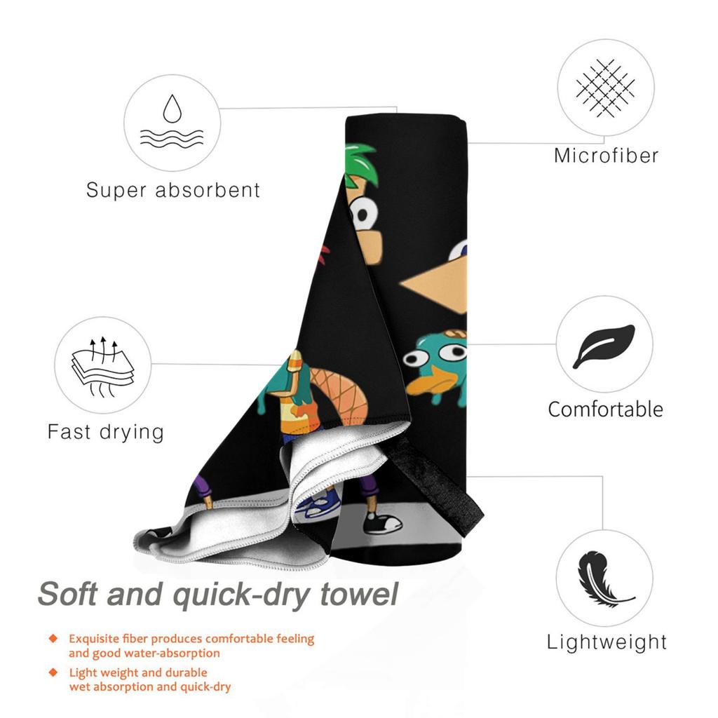 Phineas And Ferb Beach Towel Soft Microfiber Quick Dry Absorbent Quick Towels For Yoga