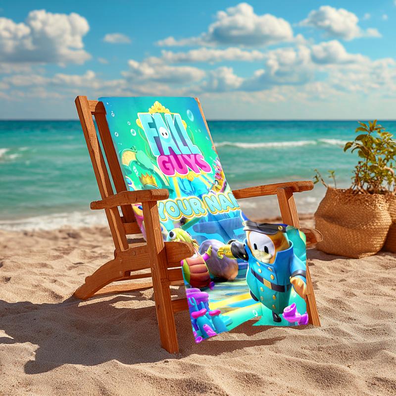 Personalized customized proof beach towel with Game Fall Guys pattern - soft, absorbent,quick-drying,perfect