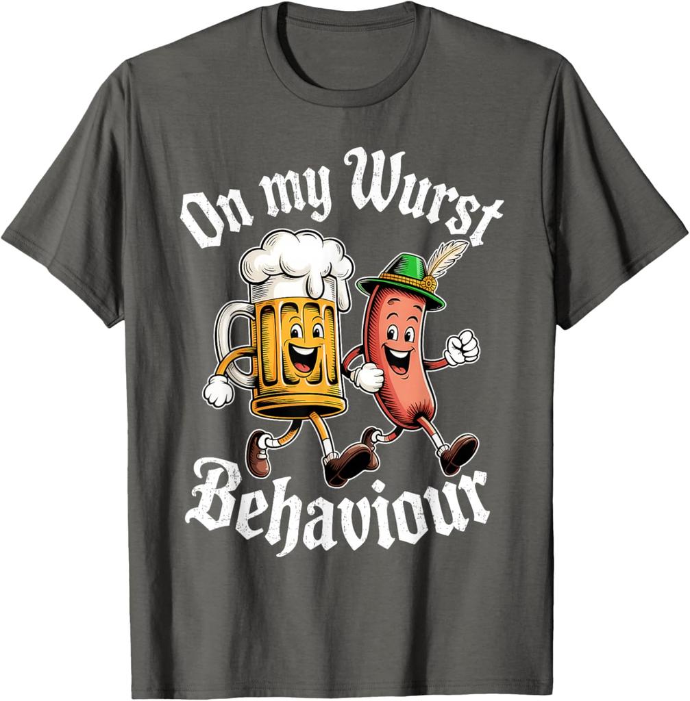 Oktoberfest auf Meinem Wurst Verhalten Deutsches Bier Wurst Frau Mann T-Shirt Mode Lässig Baumwolle Grafik T-Shirts Streetwear