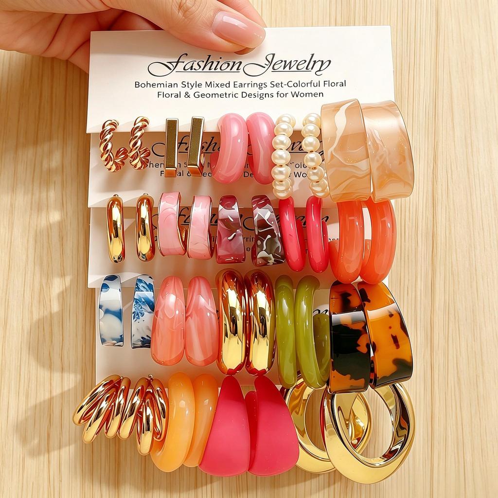 European 2026 C-Shaped Resin Earrings - Light Luxury Fashion with Creative Acetate Sheet Design