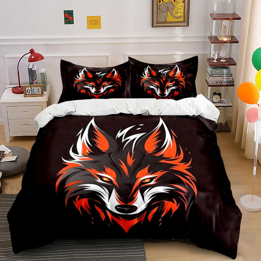 Fiery ferocity, blazing wolf. Bedding sets Duvet covers Pillowcases(1* Duvet Cover 2* Pillowcases without duvet insert)