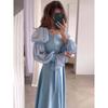 New Arrival French Women's Clothing Square Collar Puff Sleeve Dress Square Neck Bubble Sleeve Dress