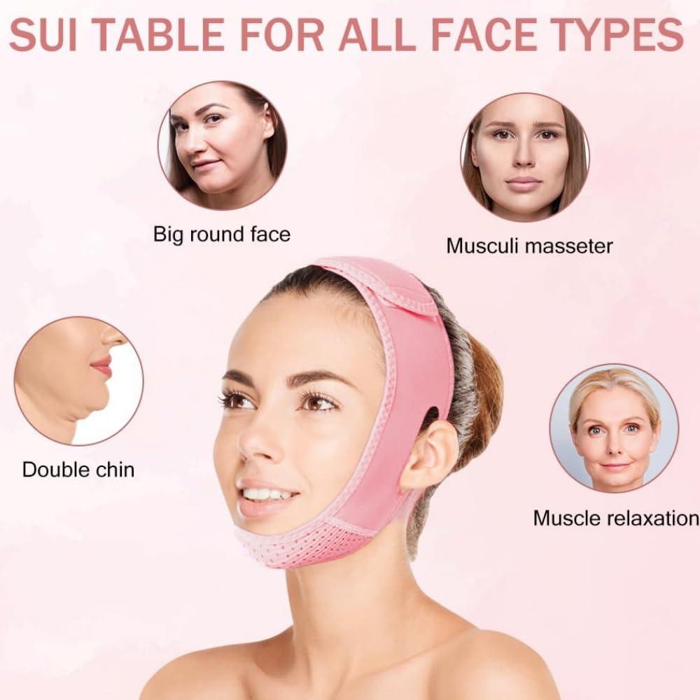 V-shaped lifting mask, chin strap for sleep, women's V-shaped lifting mask, facial slimming exerciser, pink (1 piece)