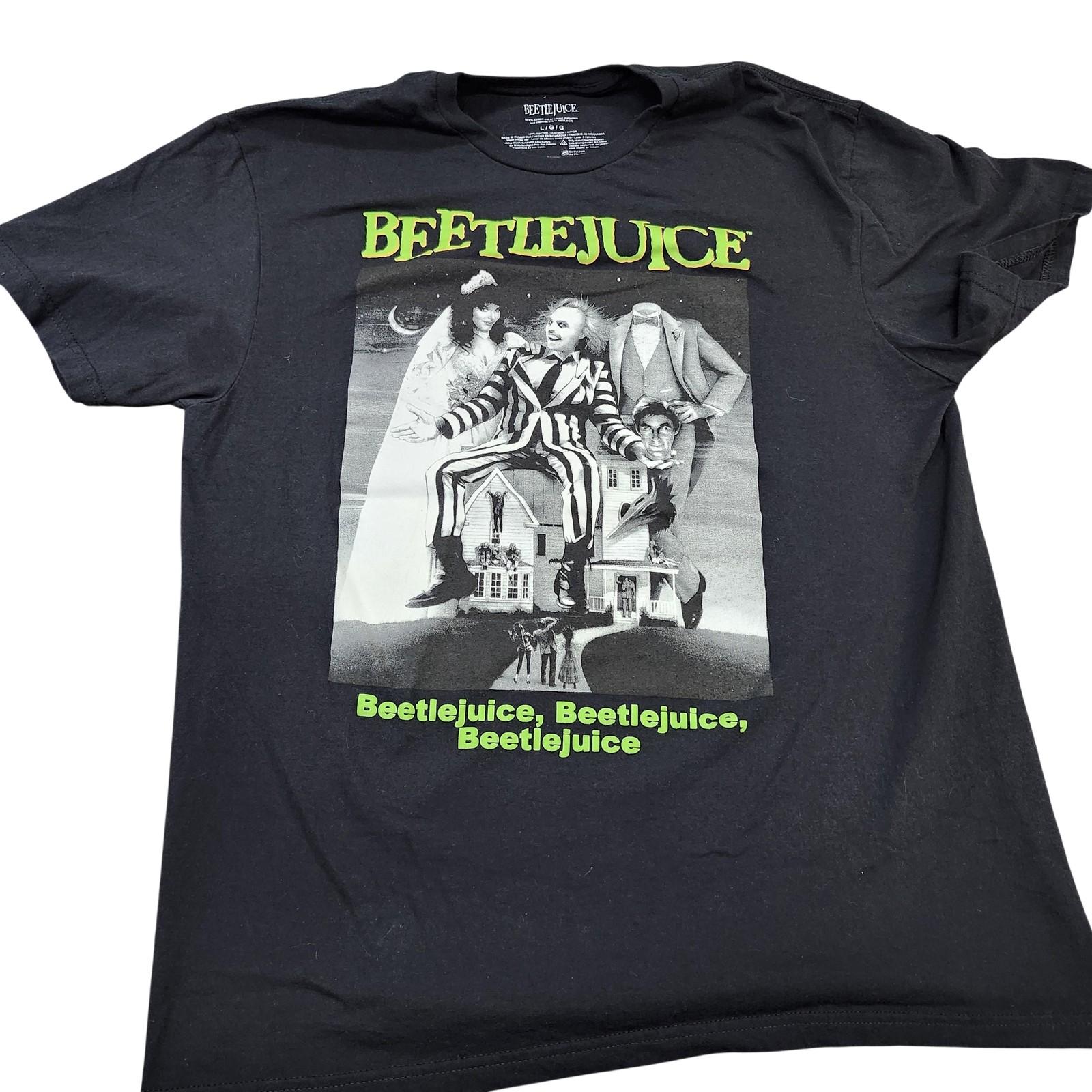 Beetlejuice Shirt Mens Large Black Horror Movie Graphic Tee Tagless Halloween Unisex T-Shirt XXXXL