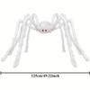125cm Jättelik Hårig Spindel Realistisk Läskig Vit Spindel Rekvisita med Röda Ögon för Inomhus Utomhus Spökhus Halloween Dekoration